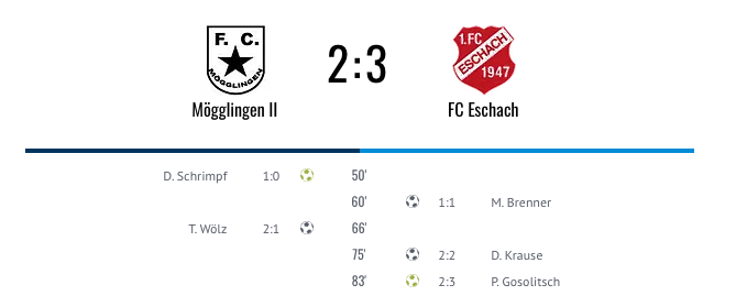 1. FC Stern Mögglingen II – 1. FC Eschach 2:3 (0:0)